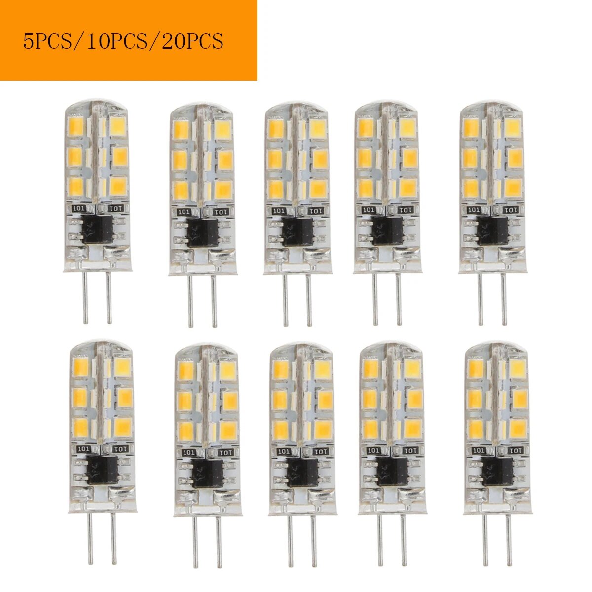 Aoyuansea LED лампочки G4 12В/220В 2/3/5/9/12Вт теплый белый, 64LEDs 220V, 10PCS