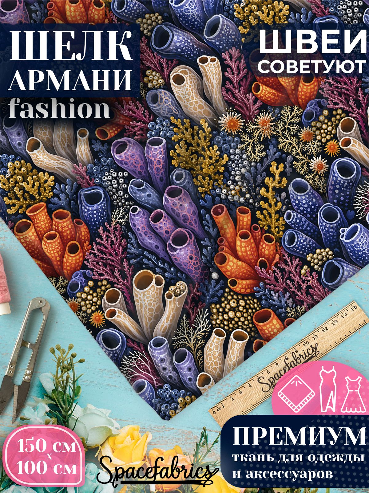 Ткань для шитья шелк Армани, искусственный атлас шелк для костюмов, платьев, юбок с принтом