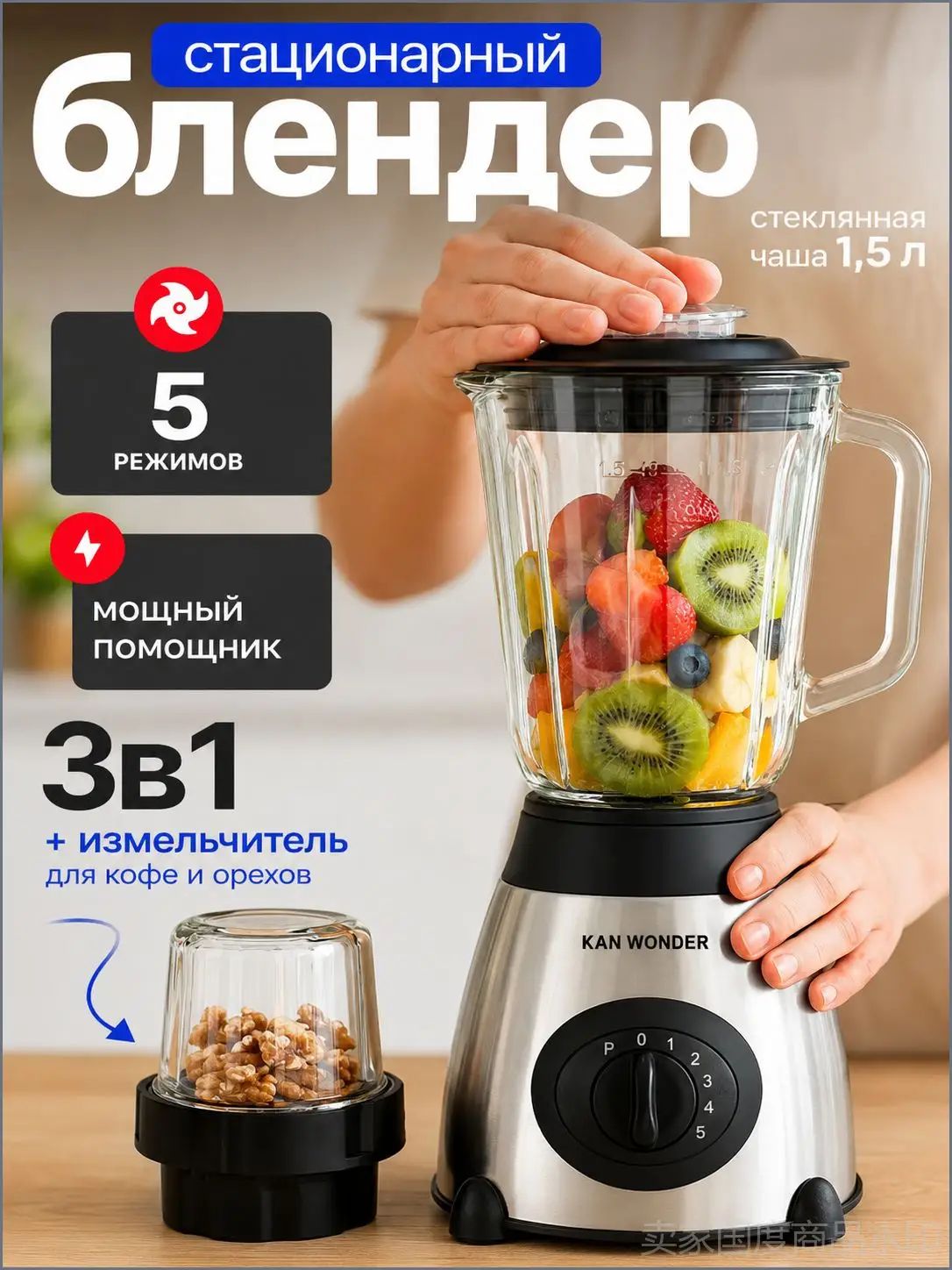 Стационарный блендер KAN WONDER, прозрачный
