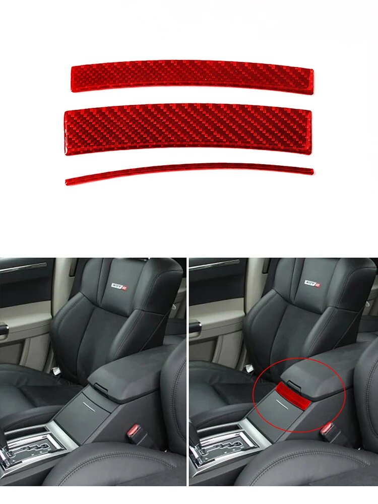 Для Chrysler 300 300C 2005-2007 автомобильные красные наклейки из углеродного волокна, различные детали, накладка, декоративные аксессуары для интерьера
