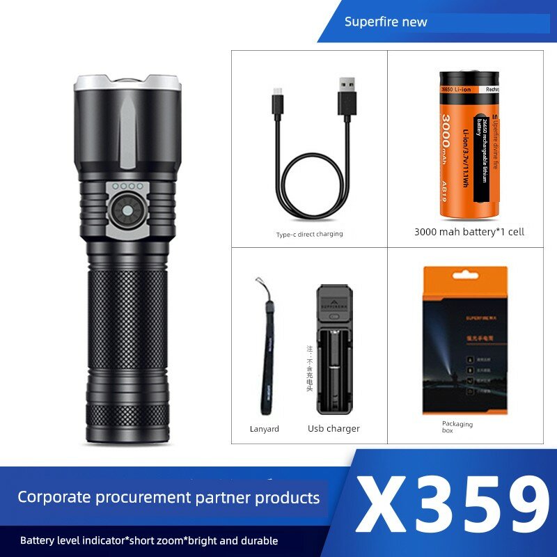Фонарь Shenhuo 15W X359 мощный светодиодный перезаряжаемый 26650 цифровой дисплей батареи дальний свет яркий уличный