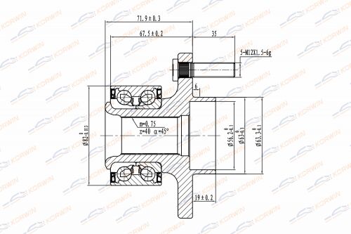 Ступица колеса KORWIN передняя ABS FORD Mondeo IV 07- (гарантия 2 года 50т. км)