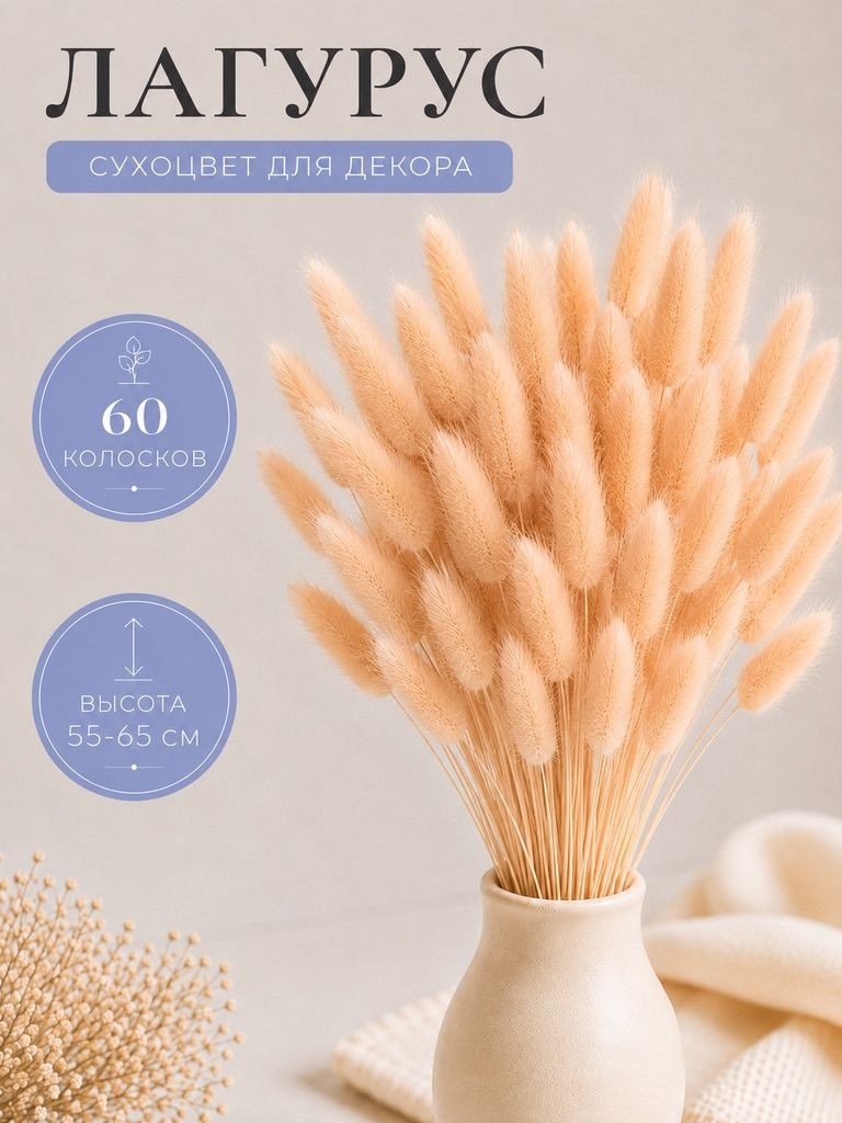 Лагурус сухоцвет для декора зайцехвост