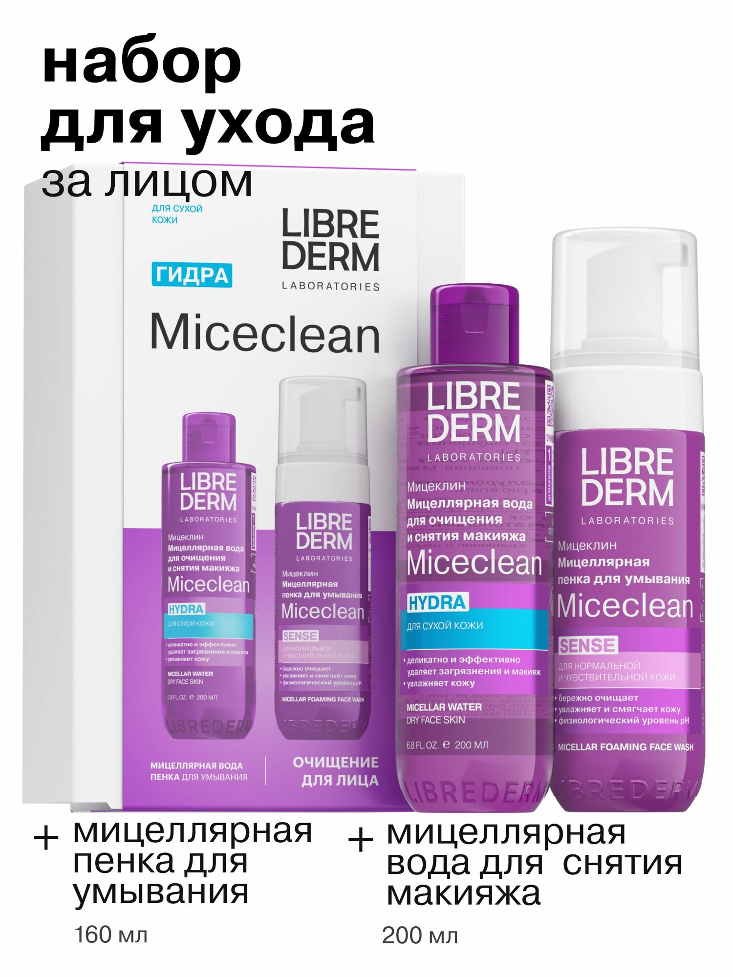 LIBREDERM Косметический набор для лица Мицеклин для сухой кожи лица