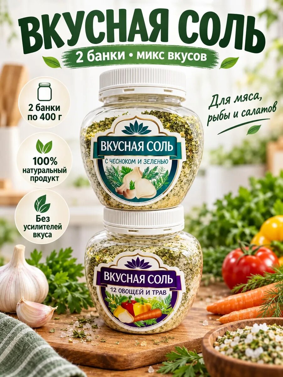 Соль 2 банки микс вкусов пищевая по 400 грамм