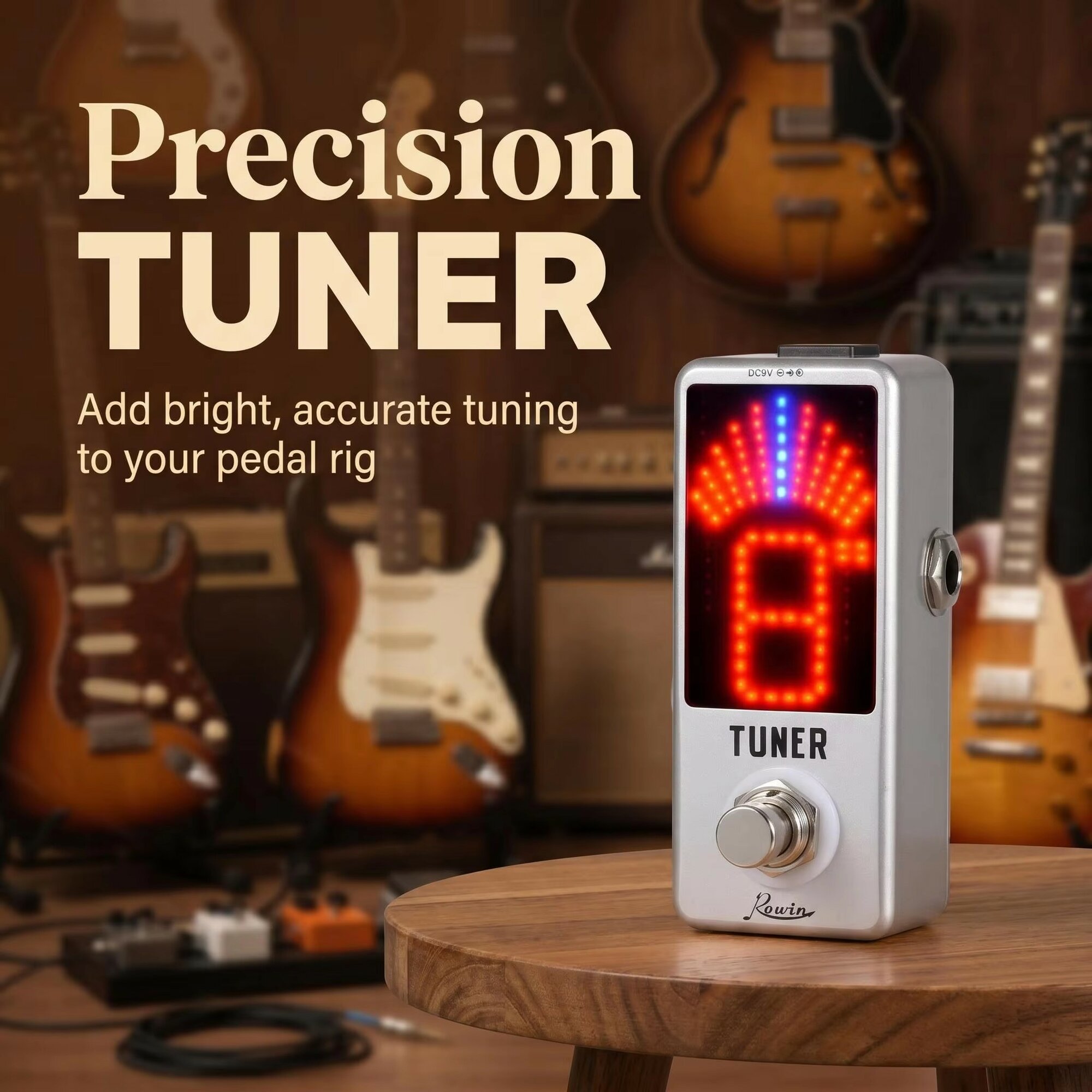 ROWIN LT-910 PEDAL TUNER Эффект гитары педаль истинного обходного полного металлического корпуса
