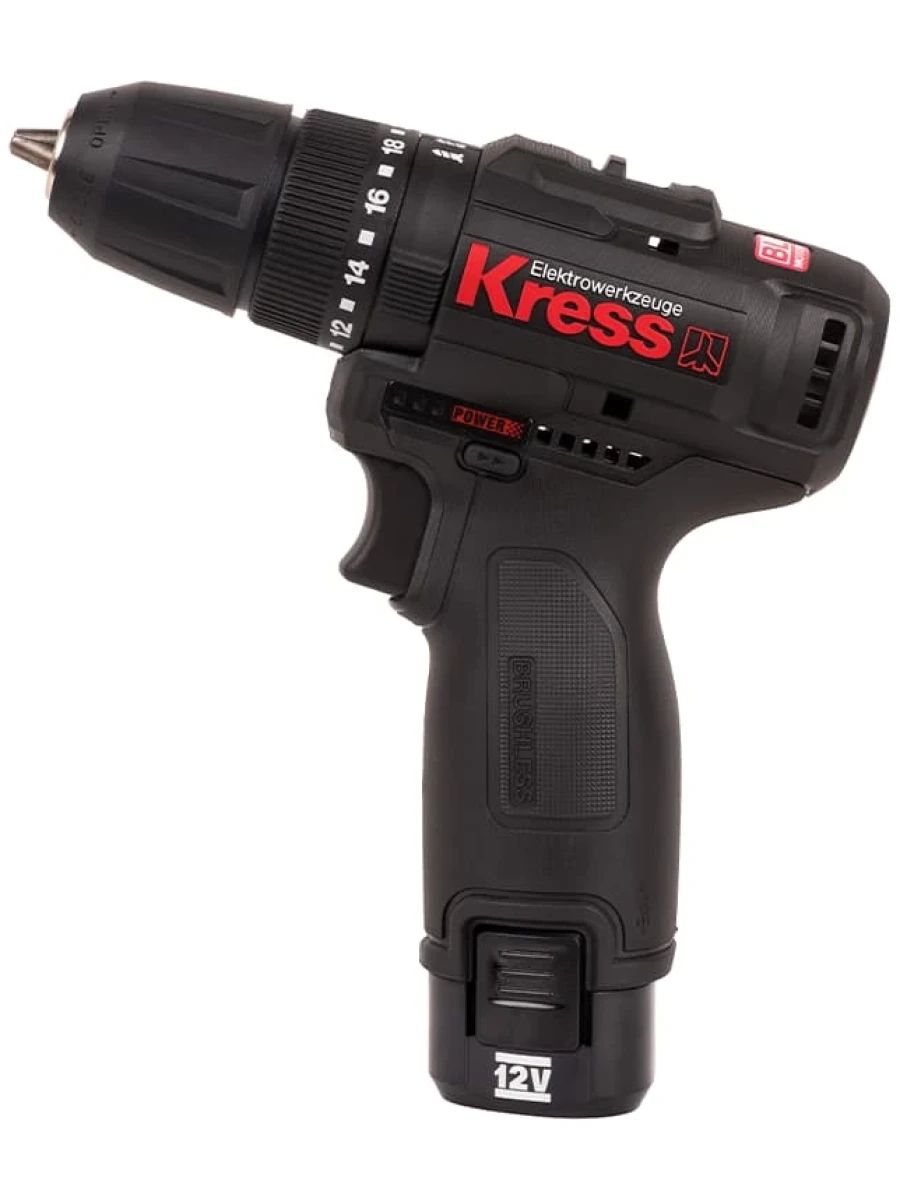 Аккумуляторная ударная дрель-шуруповерт KRESS KU362.2 (2 x 2 Ач, ЗУ) в сумке с набором оснастки