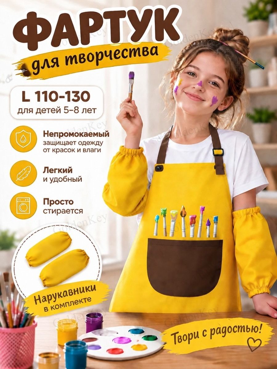 Фартук для рисования и творчества с нарукавниками детский-