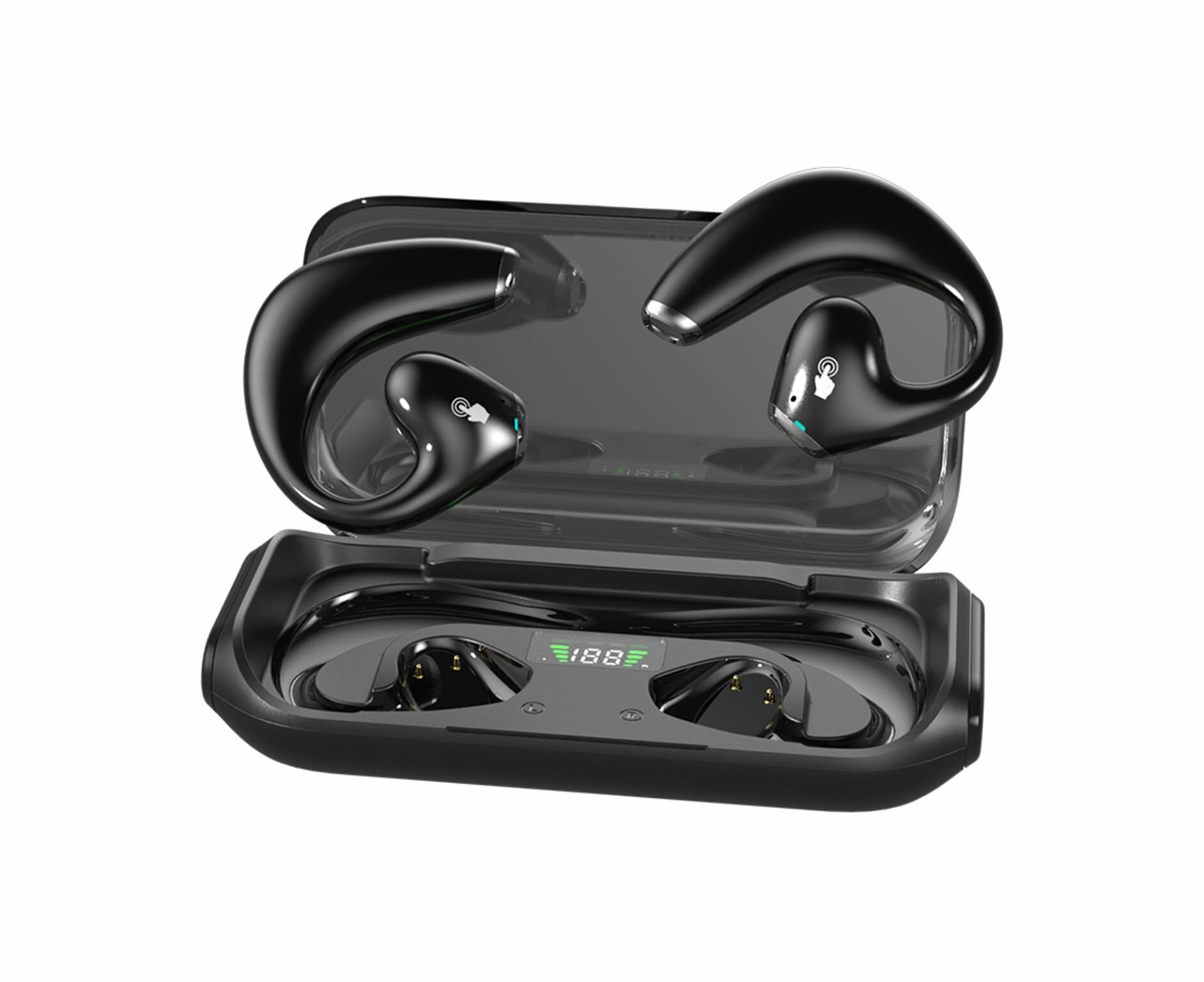 Беспроводные наушники True Wireless Earbuds BT5.3 с заушным креплением, влагостойкие, для занятий спортом на открытом воздухе.