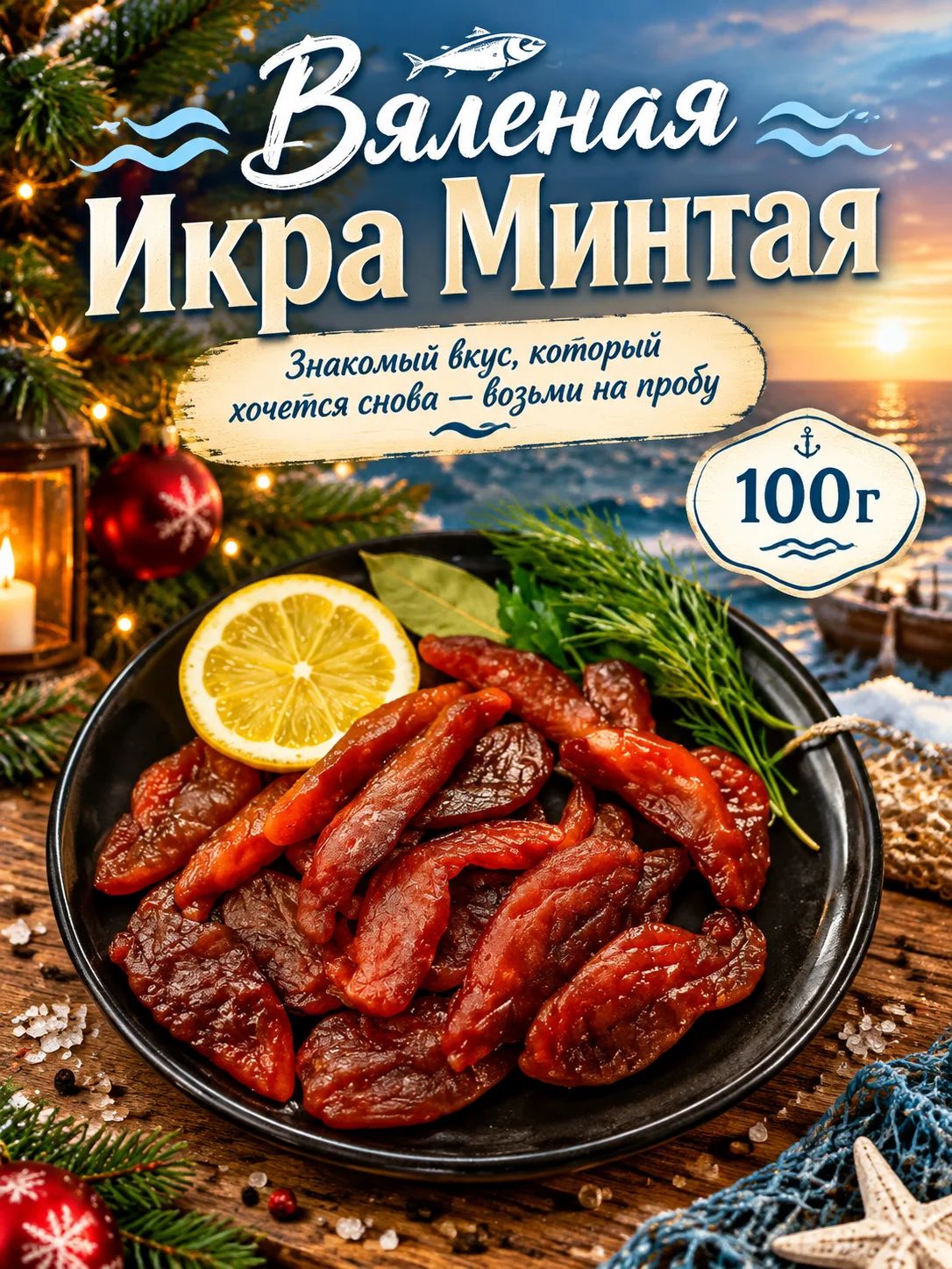 Вяленая икра минтая 100 г редкий натуральный деликатес