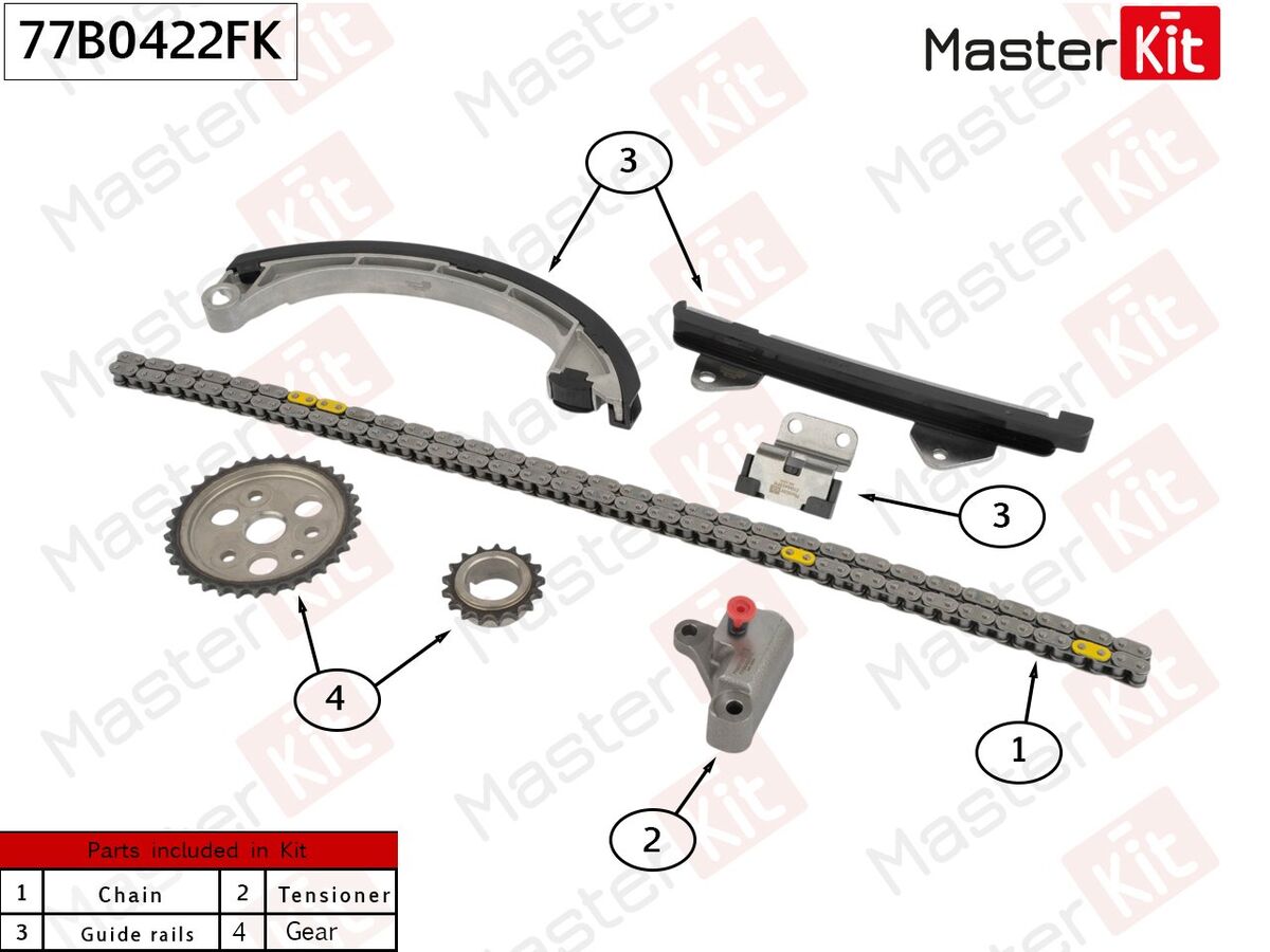 Комплект цепи грм toyota/lexus 2sz-fe (japan) (MASTERKIT 77B0422FK)