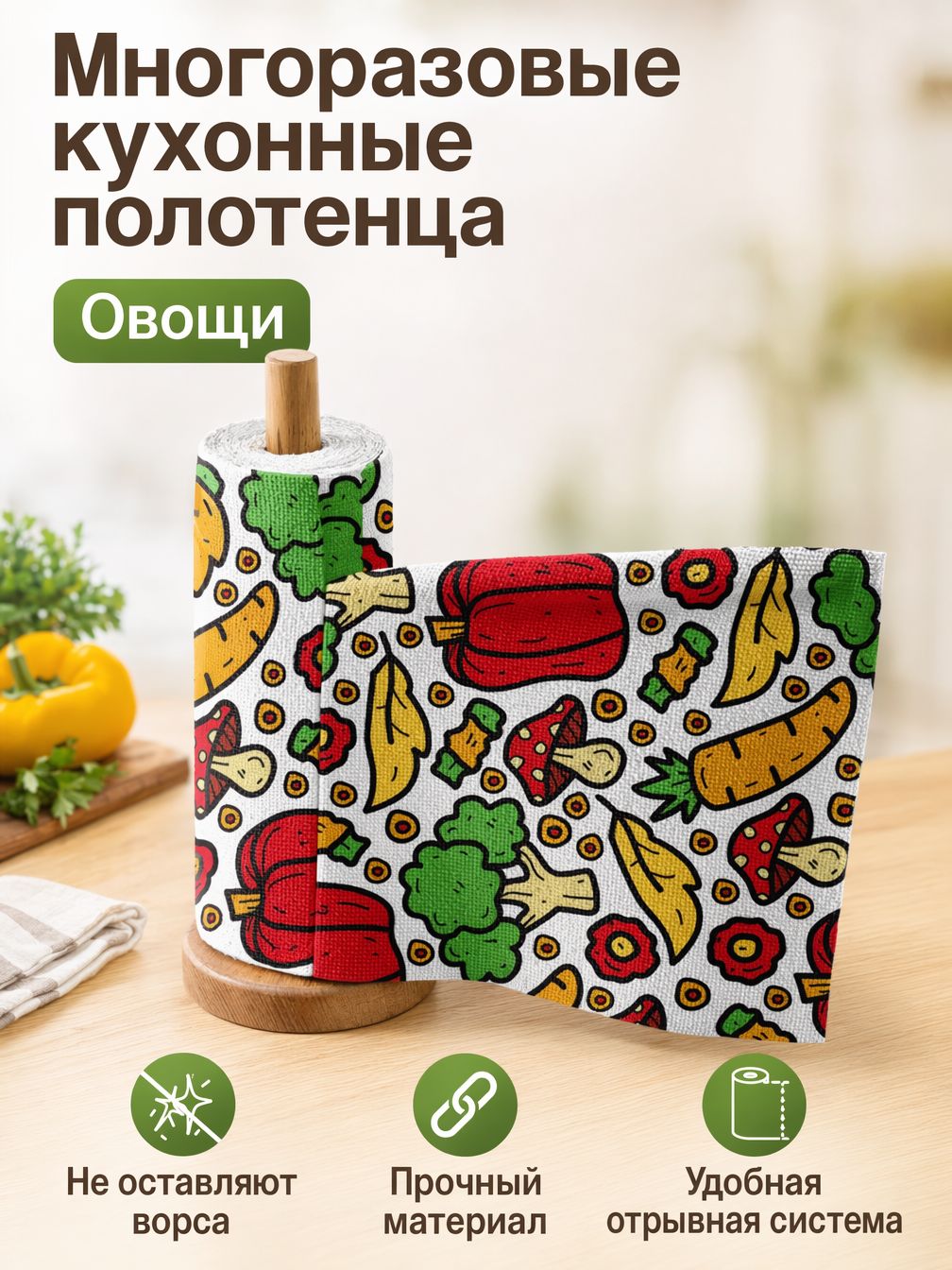 Kalamper Полотенце кухонное 25x25 1 шт волокно разноцветный