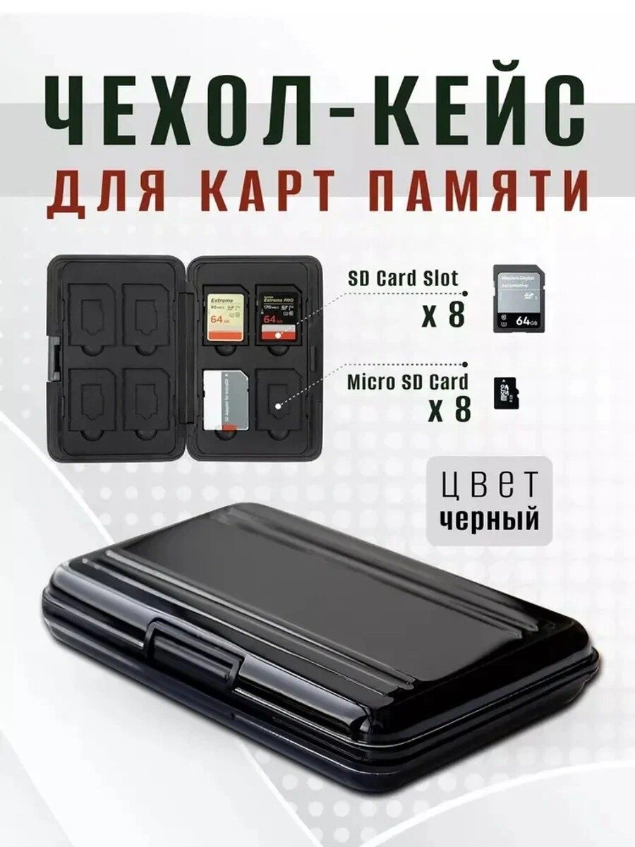 Коробка для хранения SD-карт; водонепроницаемая и защищенная от падения