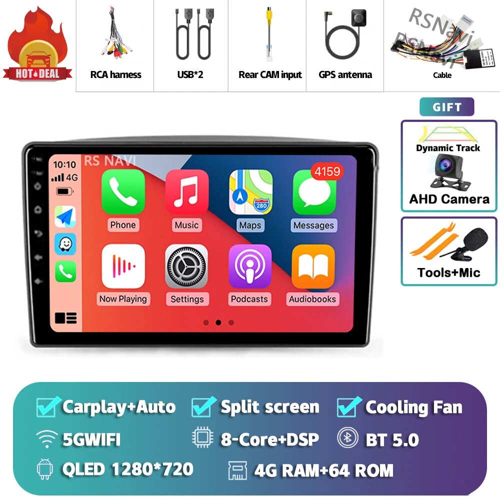 Автомагнитола 2DIN с Android 16, CarPlay и Auto для Lexus LX470 и Toyota Land Cruiser LC 4G-64G CAM