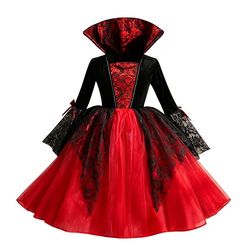 Детский костюм ведьмы PKFC красный черный 130cm, Красный, Vampire Dress A