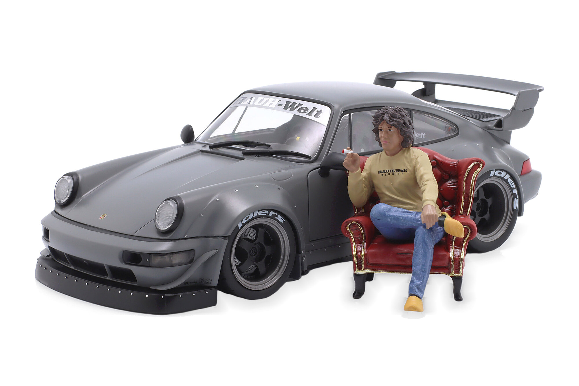 Porsche 911 (964) rwb rauh-welt bodykit 2024 nardo grey with figure / порше 911 964 рвб раух-велт бодйкит нардо серый фигурка