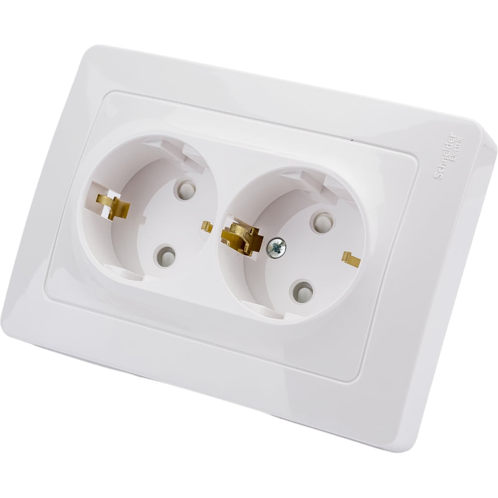 Розетка Systeme Electric Blanca внутр Бел 2-ая с/з со шторками, 16А, 250В SE BLNRS001121