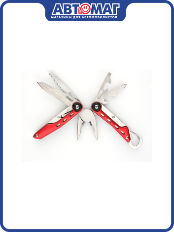 Мультитул Stinger, сталь (красный), 10 инструментов, нейлоновый чехол, коробка картон, MT-A036