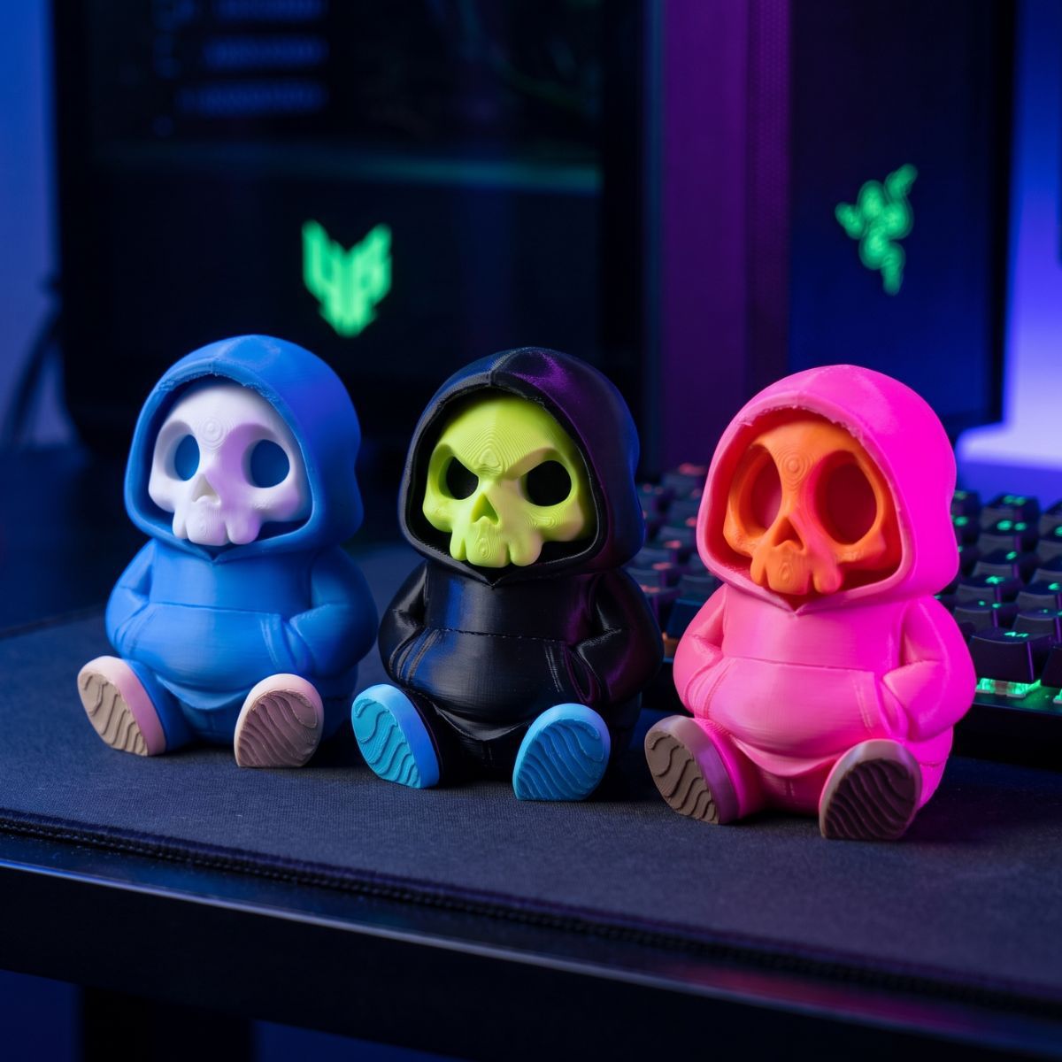 Декор для стола Хэллоуин 3D напечатанный череп уличный декор фигурка игрушка для вечеринки дома - Черный злой