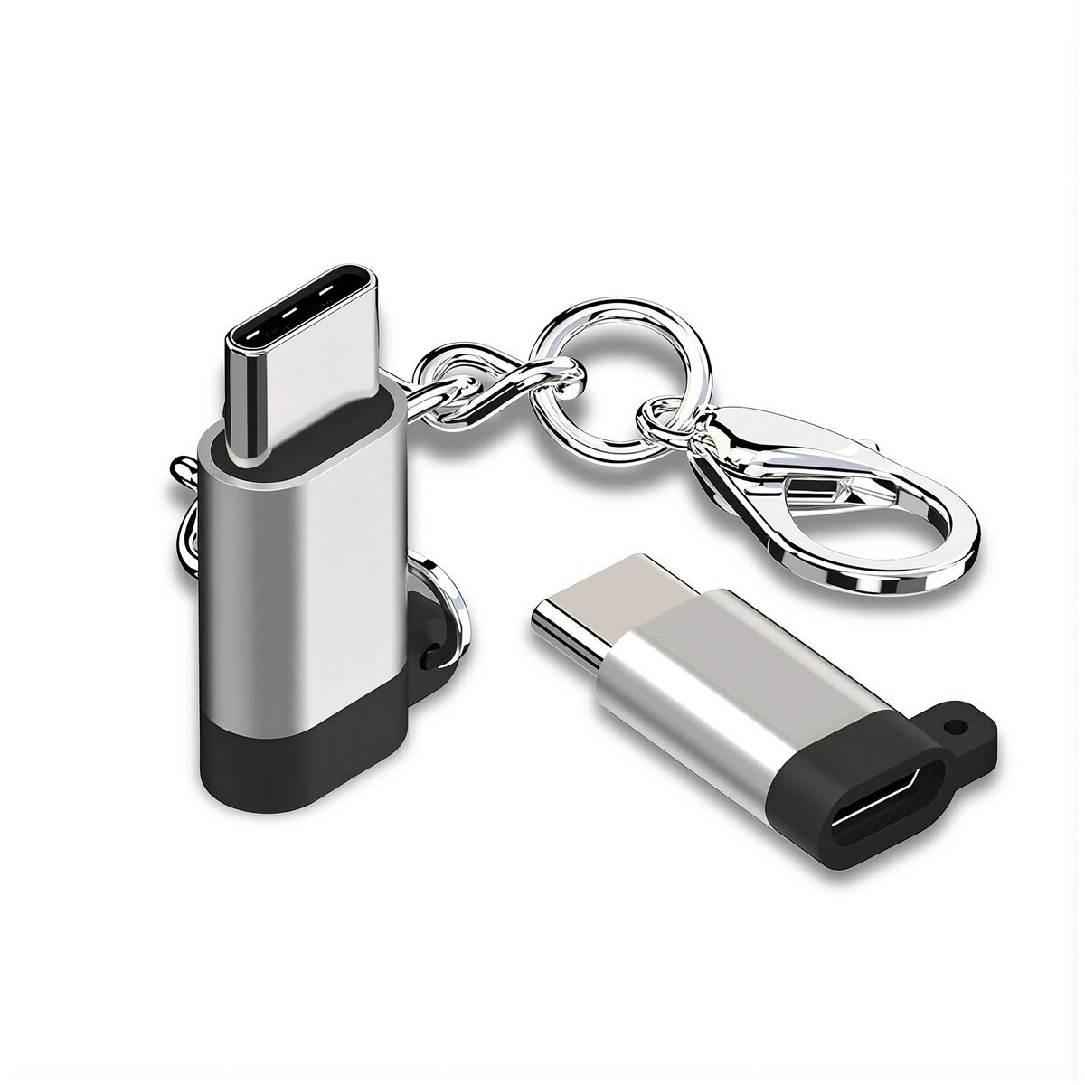 Прочный алюминиевый переходник с брелоком для преобразования разъема Micro USB V8 в разъем Type C для повседневного использования