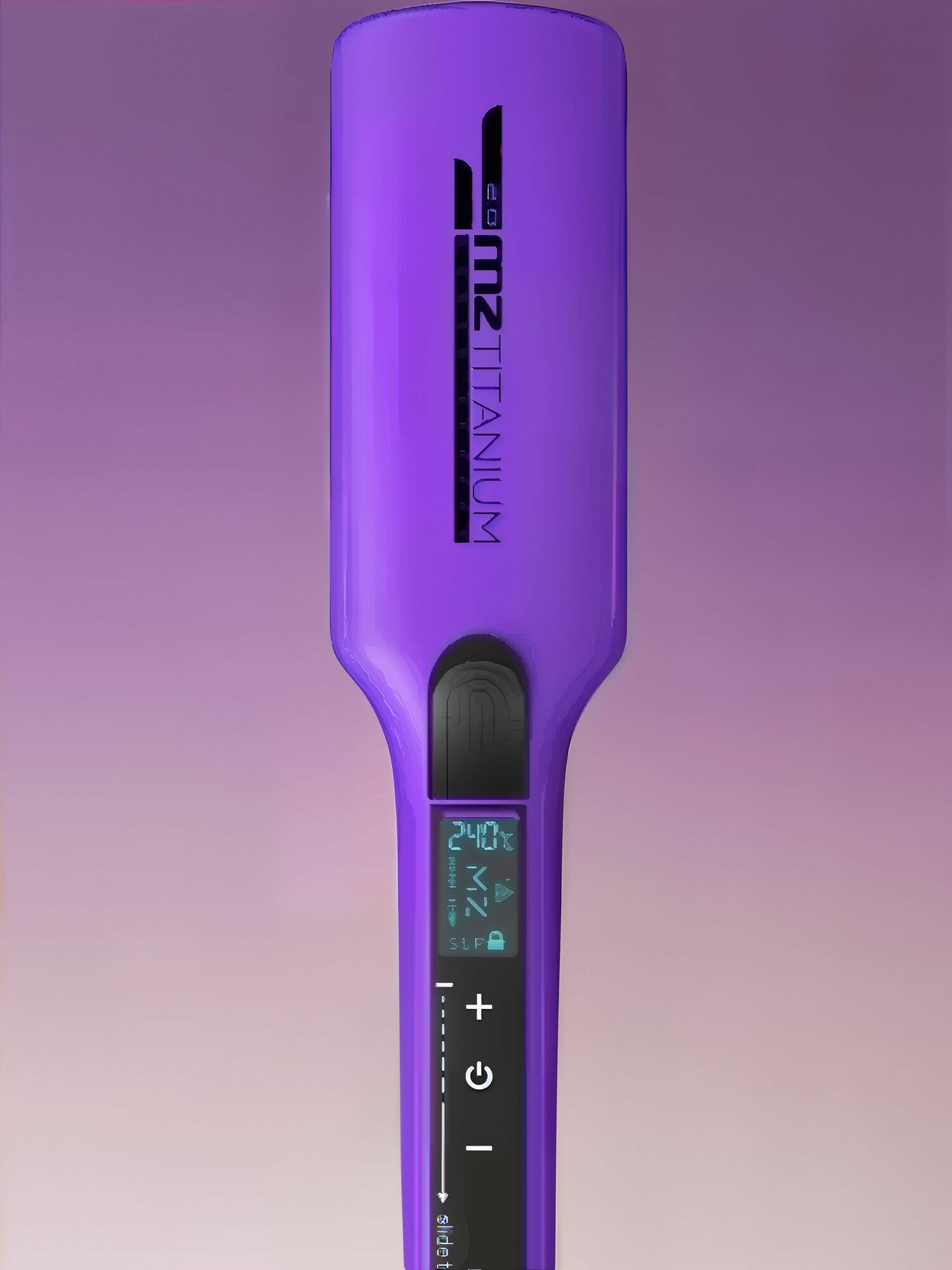 Утюжок MZ Titanium 2.0 фиолетовый, широкие черные пластины, глянец