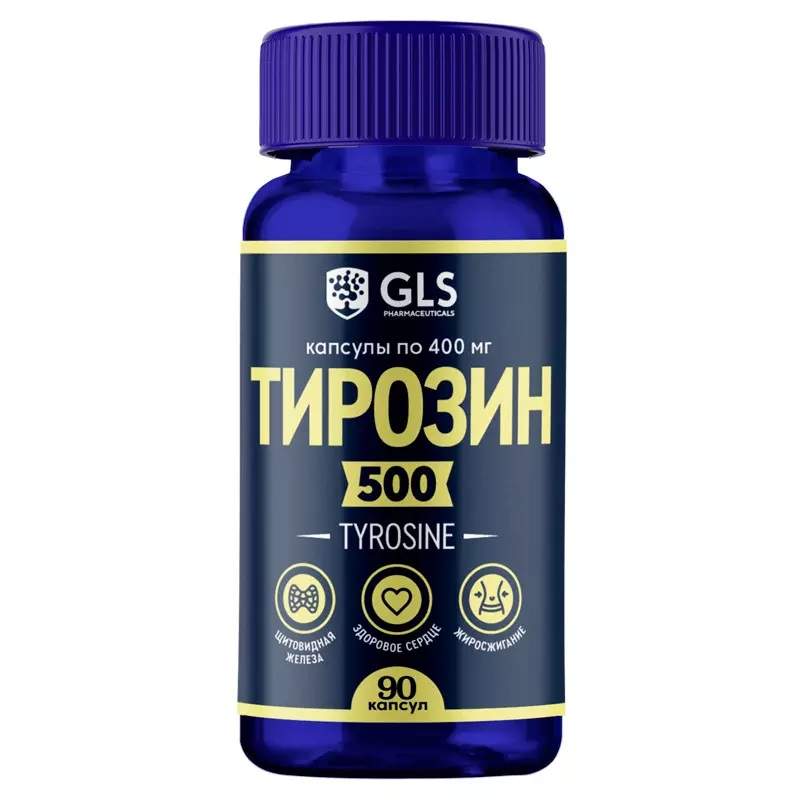 БАД, GLS pharmaceuticals, Тирозин, 400 мг, 90 шт.