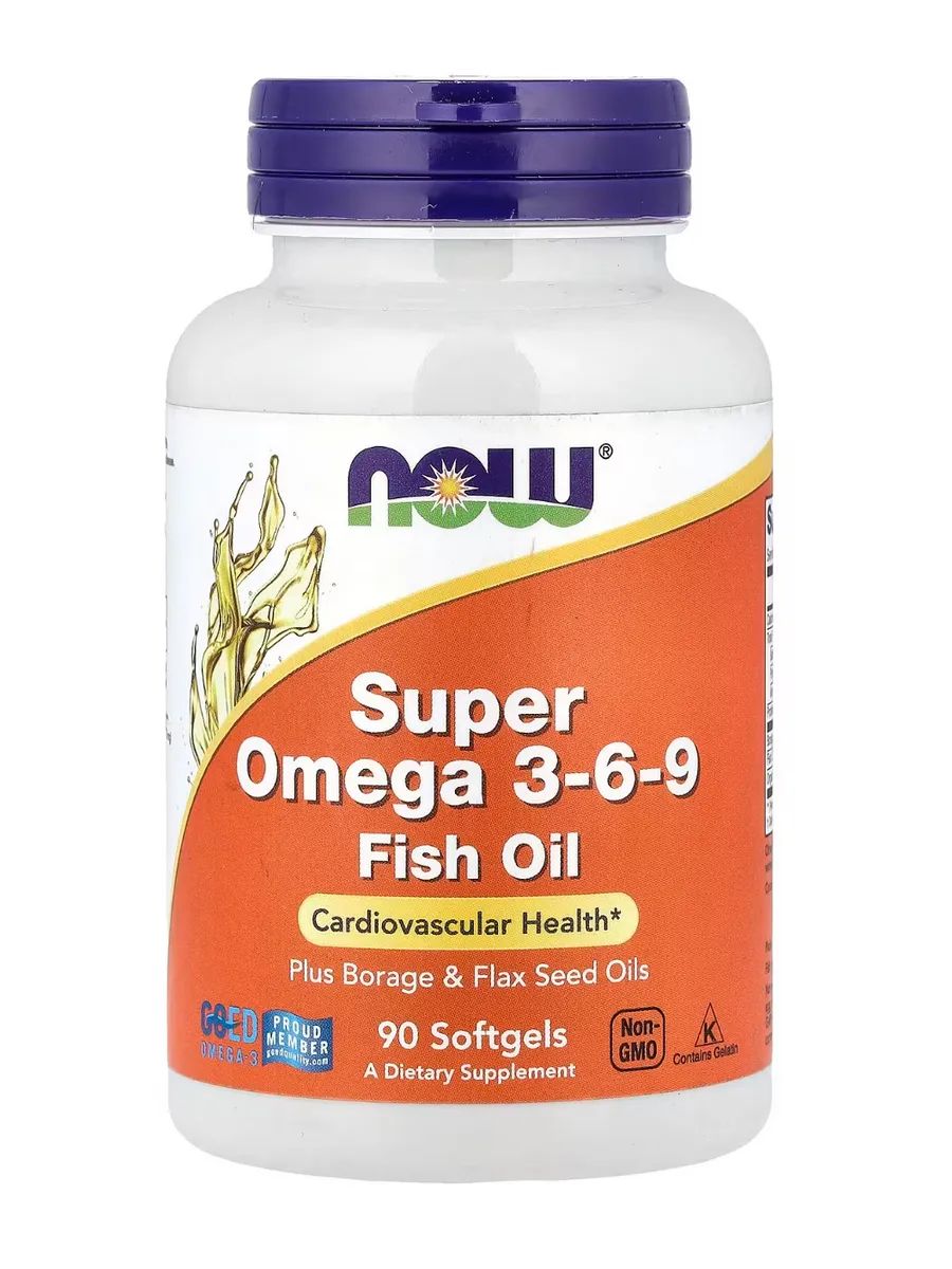 Супер Омега 3-6-9 рыбий жир 1200 мг 90 капсул Super Omega-3 NOW Foods, США