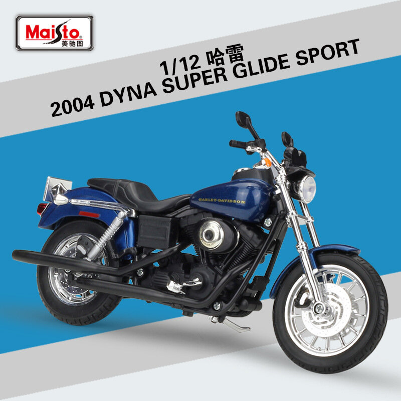 Коллекционная модель мотоцикла Maisto 1:12 Harley-Davidson 2004 Dyna Super Glide Sport, Blue (Синий)