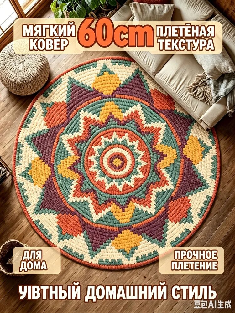 Коврик прикроватный 60x60 см 3 мм 3d-эффект голубой