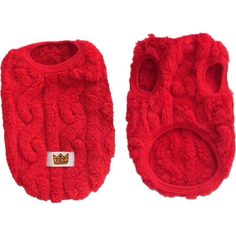 Кофта для кошек и собак из плюша, с вязкой косичкой, без рукавов, мятная