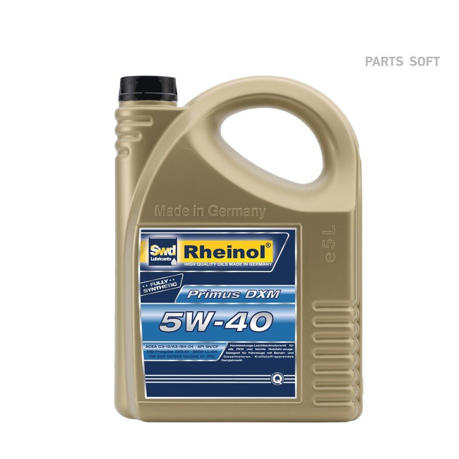 SWD Rheinol Primus DXM 5W-40 (5л) от официального дистрибьютора, SWD RHEINOL, артикул 31239570