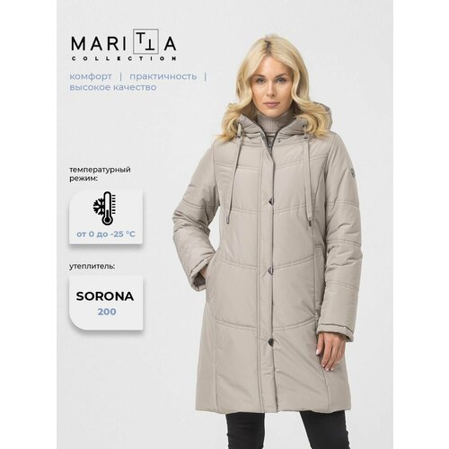 фото Пальто maritta, размер 50, бежевый