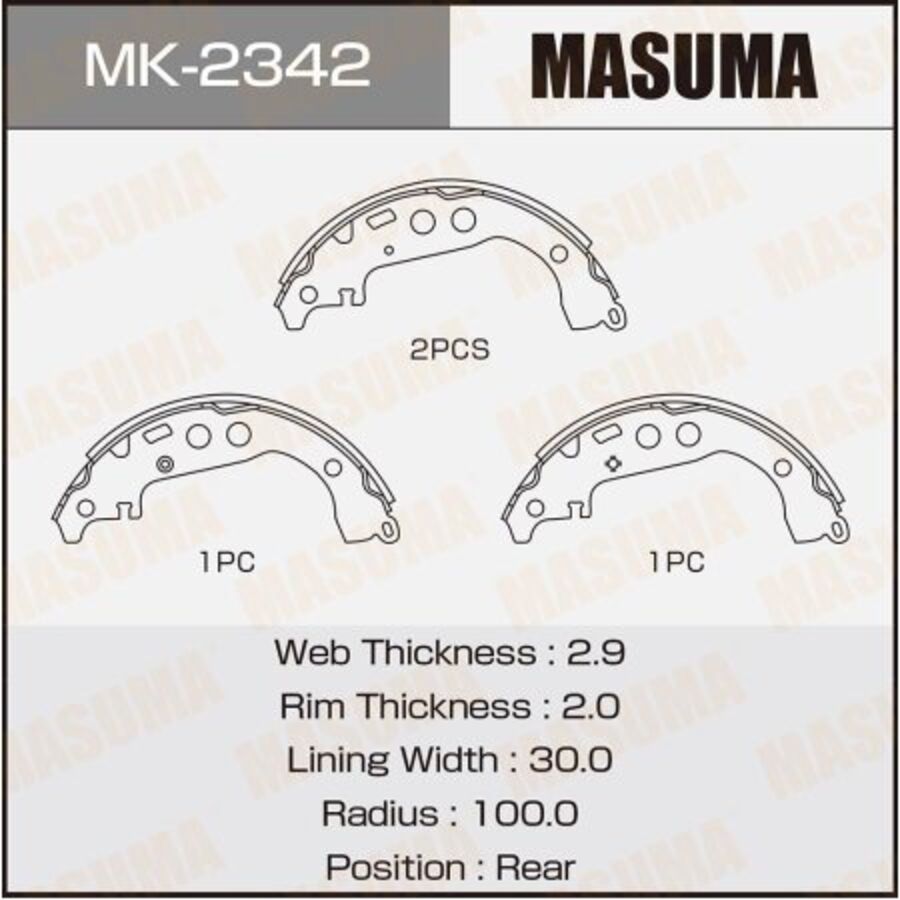 Колодки Тормозные Барабанные Toyota Yaris, Yaris Verso, 99- (Masuma MK-2342)