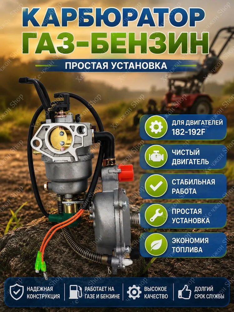 Газ модуль BASE карбюратор газ-бензин для бензиновых двигателей 9-18 л. с. 182F, 188F, 190F, 192F