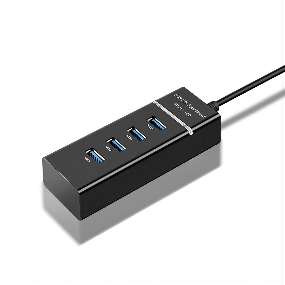 USB хаб 4 порта 5 Гбит/с скорость для подключения периферии на рабочем столе кабель 0.3 м черный для ноутбука и стационарного ПК