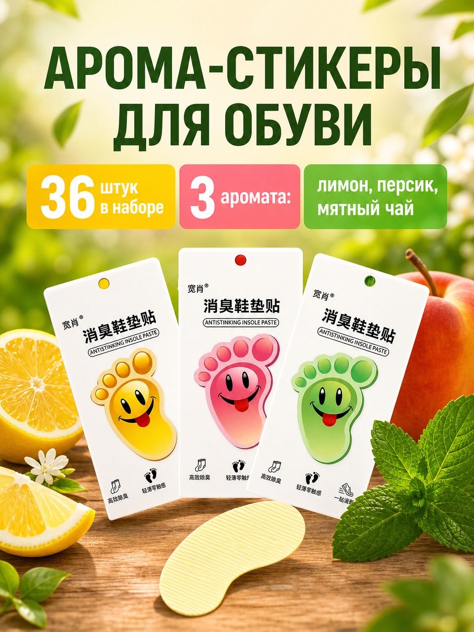 Дезодорант арома стикеры для обуви