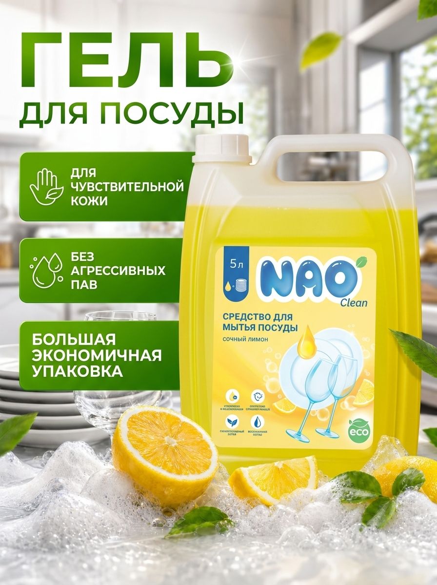 Средство для мытья посуды 5 литров Лимон