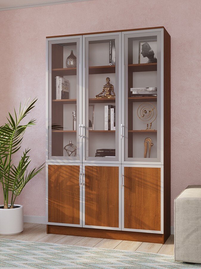 Книжный шкаф МебельЛэнд24 Альма - 15 Орех Экко 90x40x220