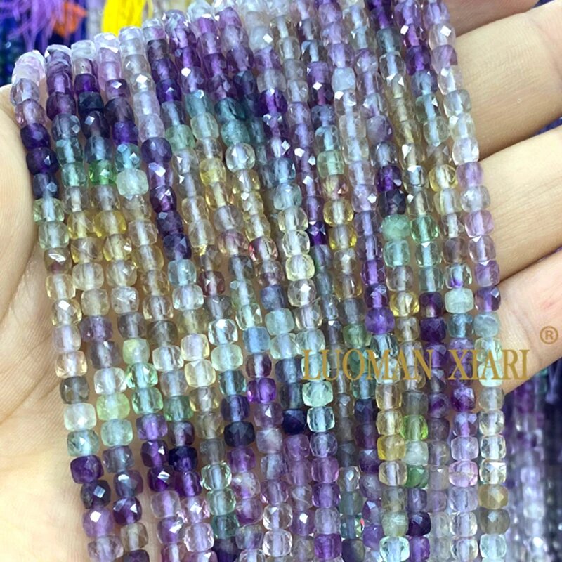 Натуральные каменные бусины LUOMAN XIARI 4-5 мм Фиолетовый, 4-5mm 80-82pcs, fluorite 3A