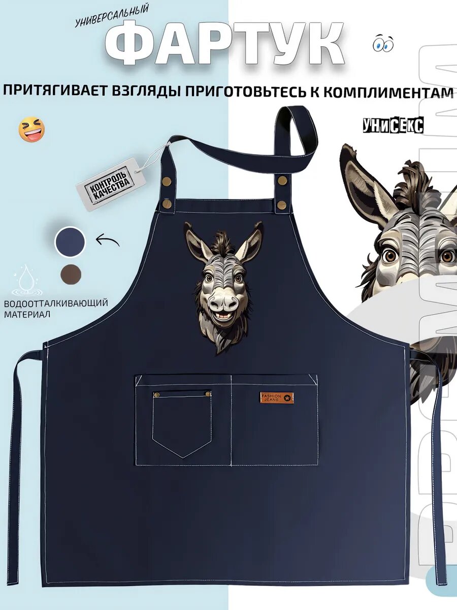 Фартук Осел Donkey мультфильм забавный кухонный с принтом универсальный