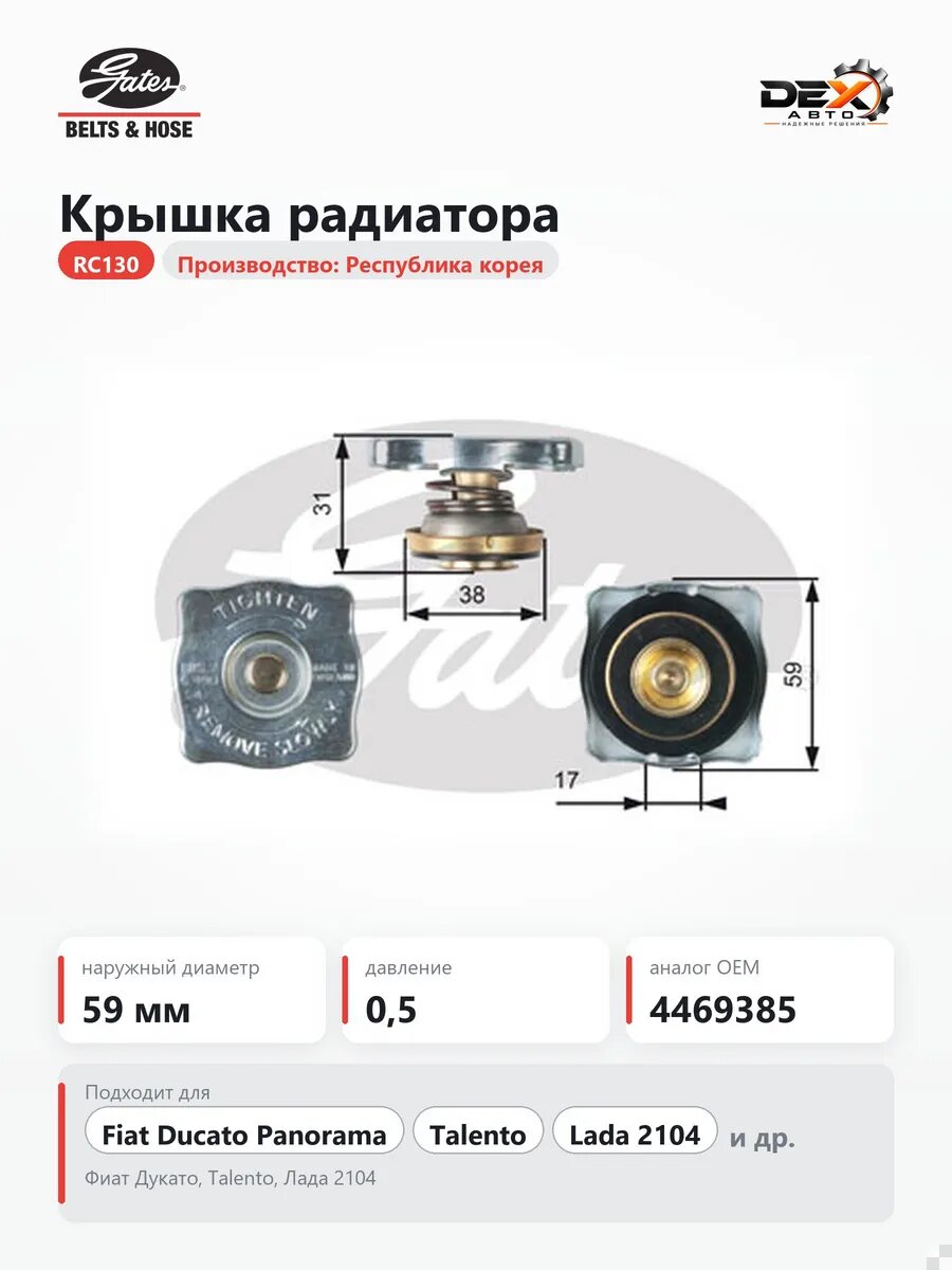 Крышка радиатора RC130 для Фиат Дукато