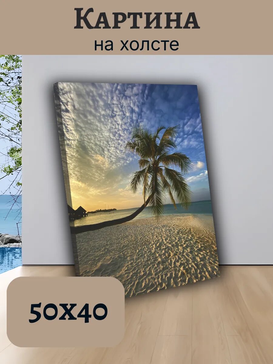 Картина Постер Мальдивы Maldives 40x50 тропический закат
