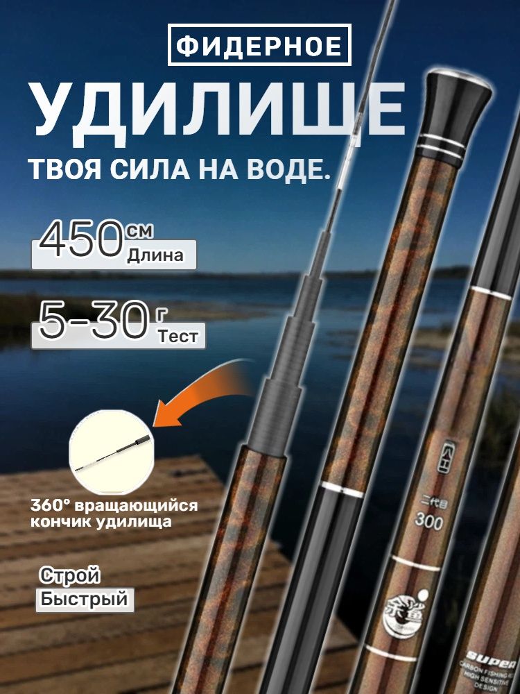 Удилище из высокоуглеродного волокна, компактное и легкое, для рыбалки в походных условиях