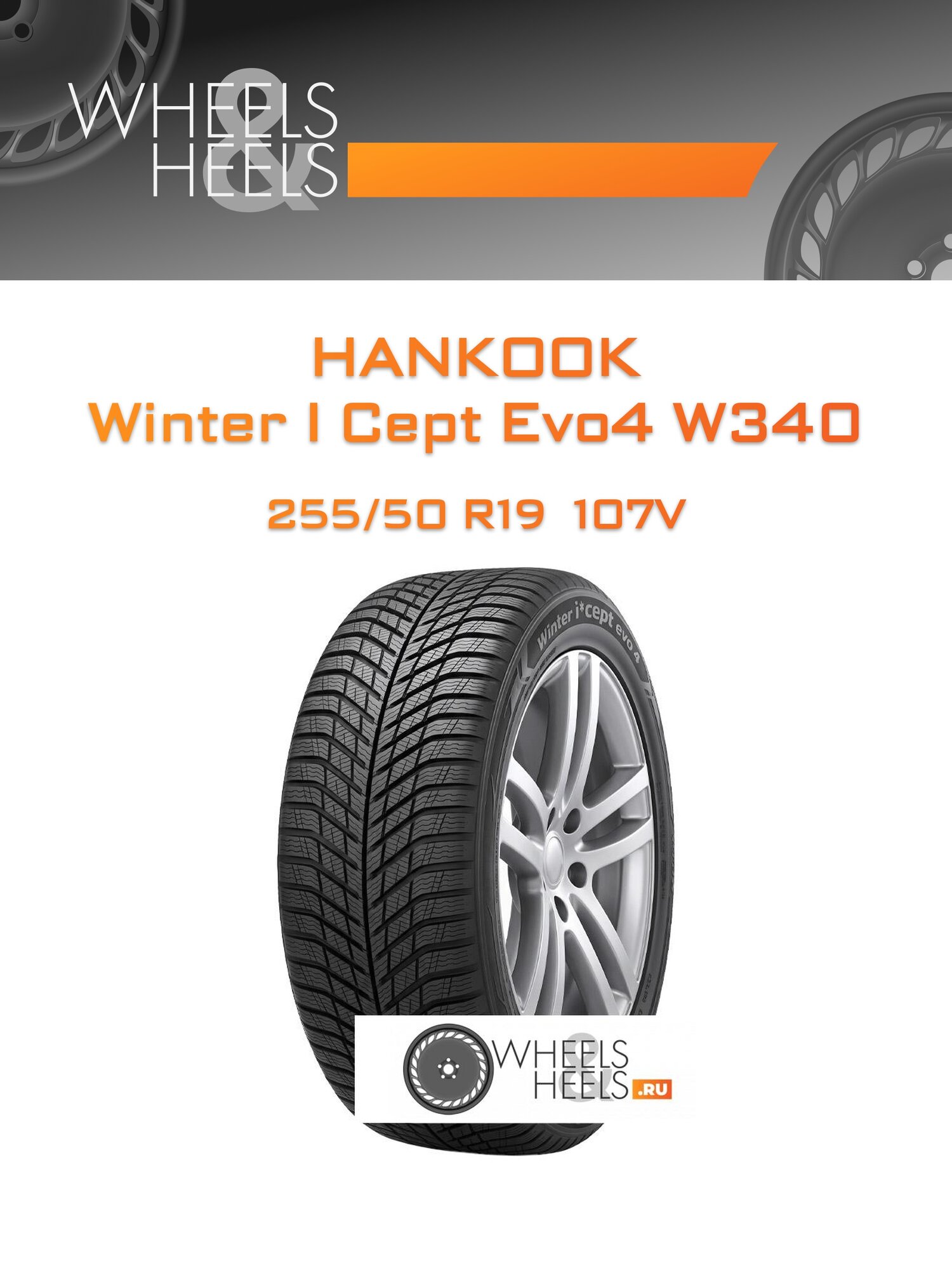 Шина автомобильная Hankook Winter I Cept Evo4 W340 255/50 R19 107V XL WINTER, зимняя, универсальная