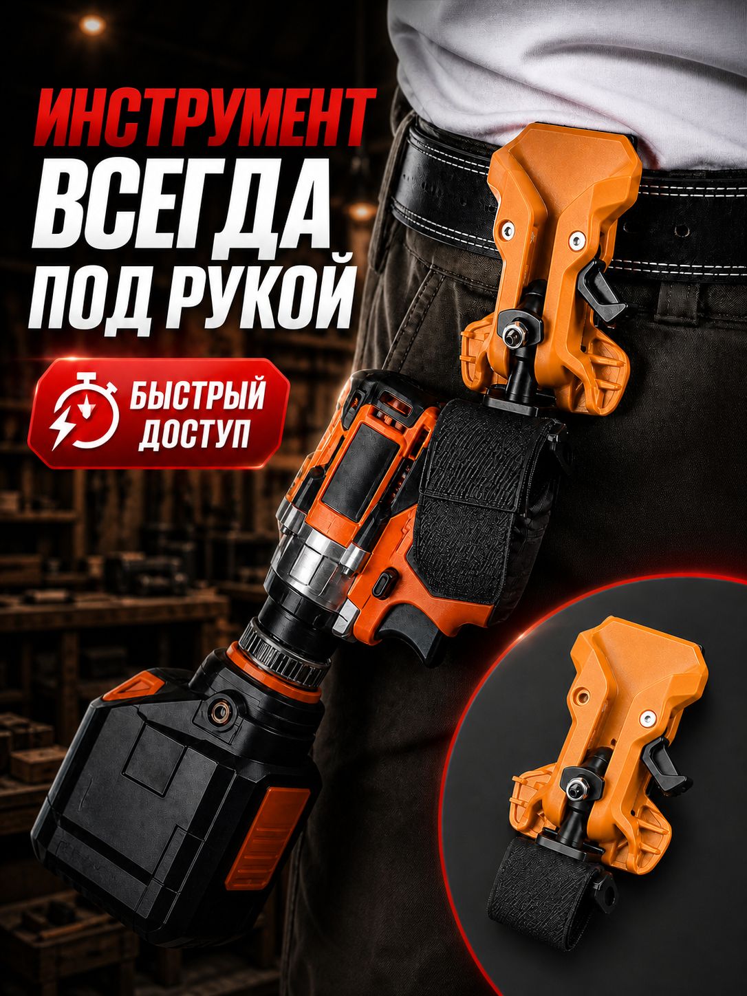 Поясной холстер для дрели, быстросъемный