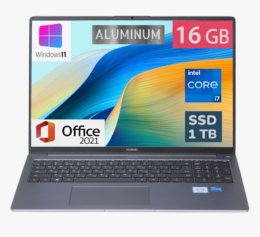 Ноутбук HUAWEI MateBook D 16, Core i7-13700H (14 ядер до 5 ггц), 16GB ОЗУ, SSD 1TB, Win 11PRO+Office, рус. клав.