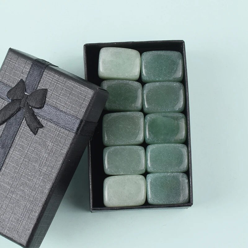 Набор из 10 камней Green Aventurine, серый