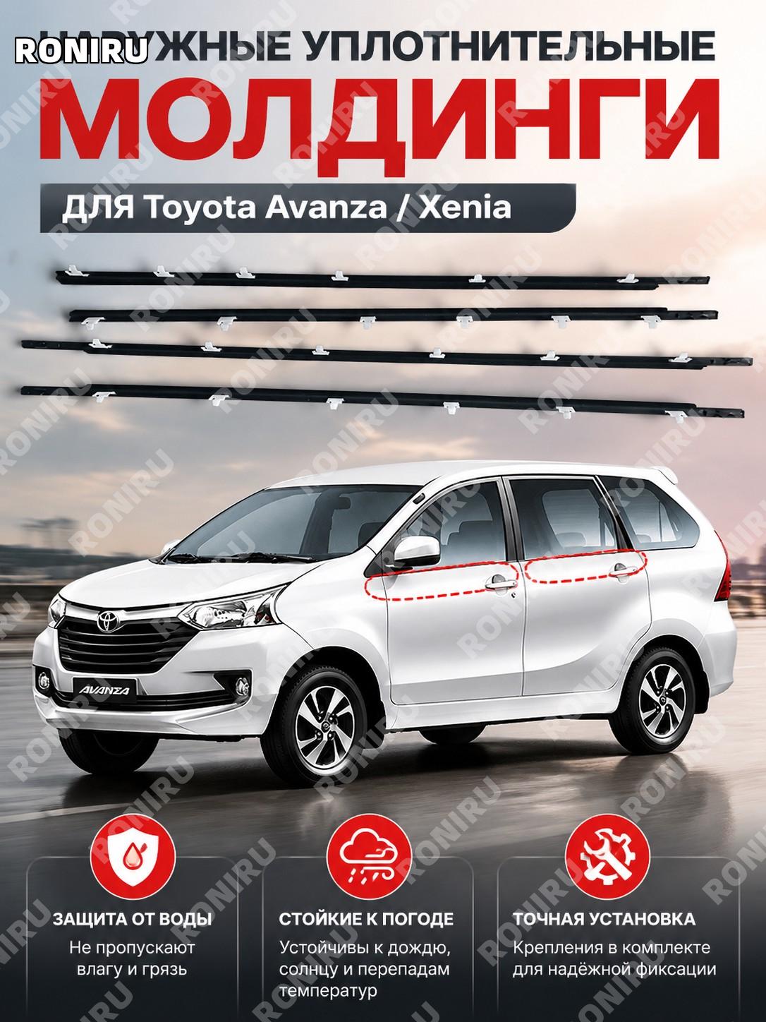 Наружная уплотнительная планка стекла двери автомобиля для Toyota AVANZA Xenia, внешний водослив из резины для авто