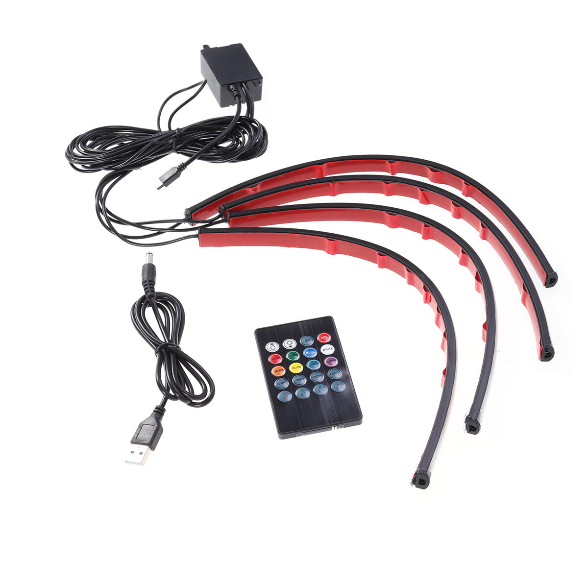 LED Подсветка Интерьера Авто RGB Лента 72 Диода USB Чёрный Цвет