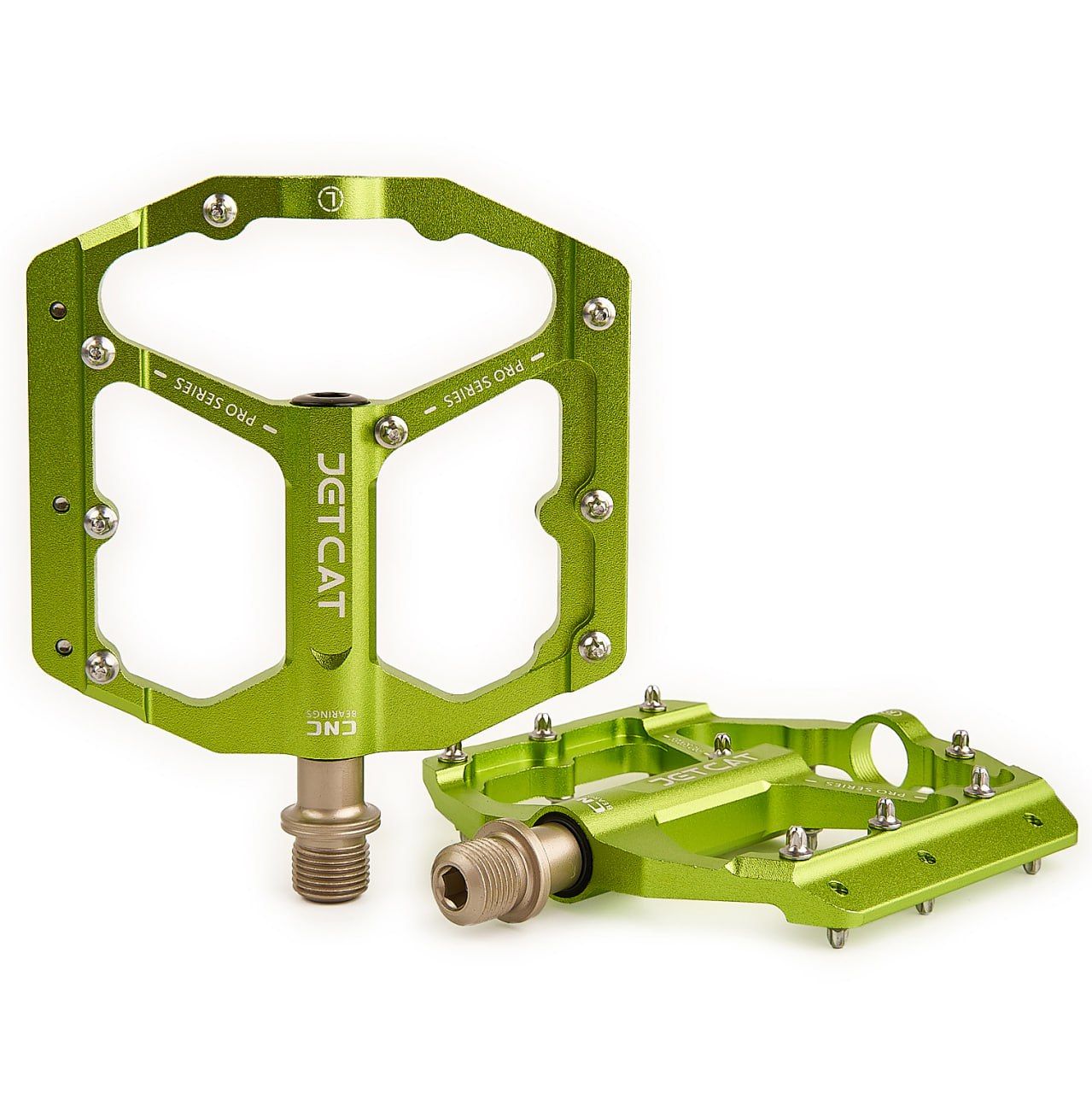 Педали велосипедные - JETCAT - PRO 115 Green - алюминиевые на промподшипниках 3шт для велосипедов